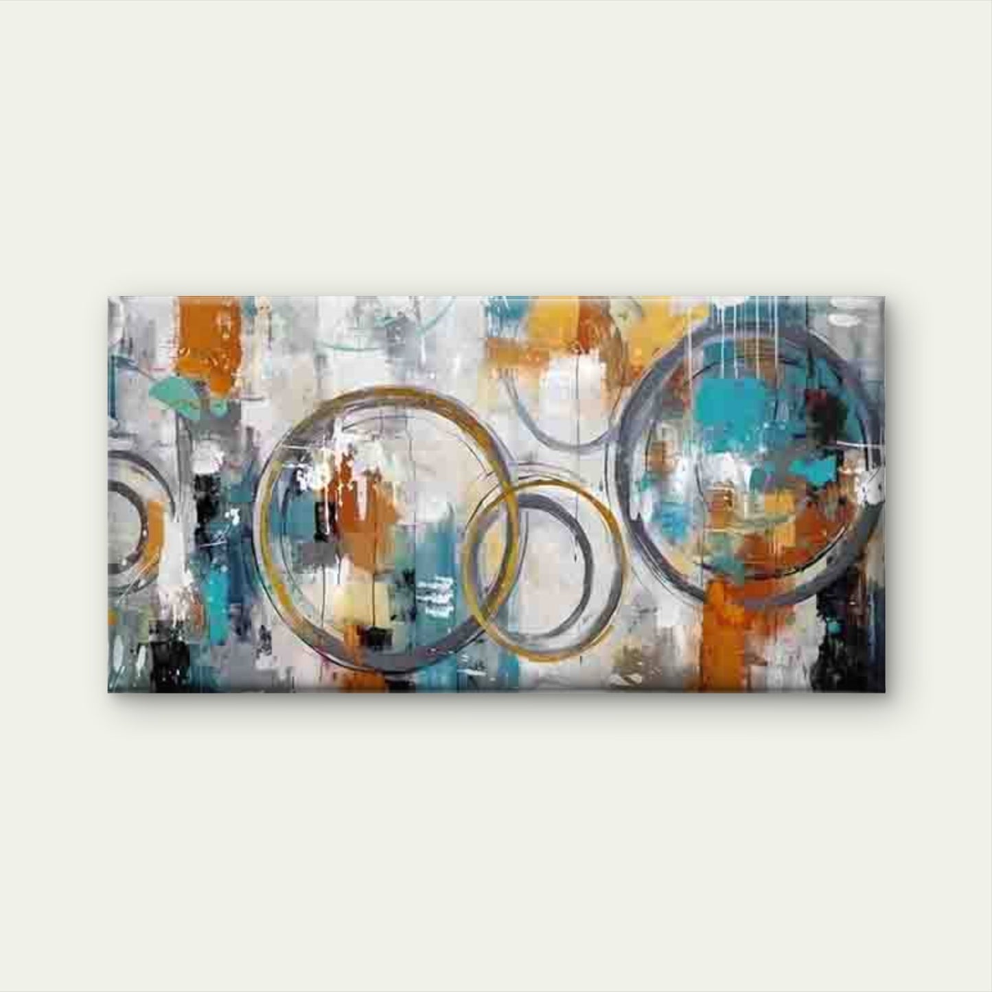 Featuring Circles And Dots Wall Art Canvas Office Home Room Framed 120x60cm - Bella Home Decor