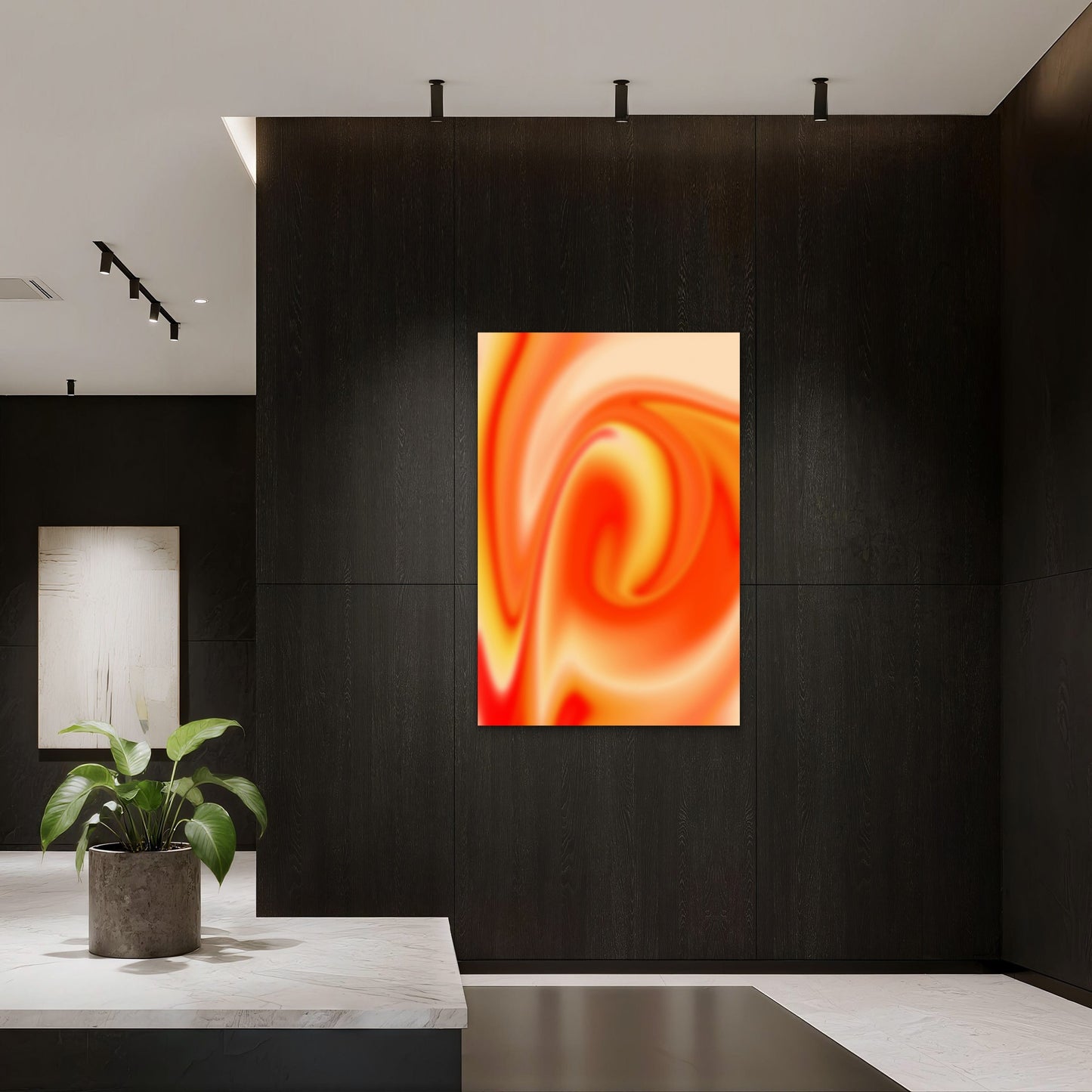Vibrant Abstract Swirl of Warm Colors 60x90cm Metal Print Ready to Hang