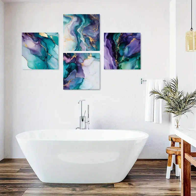 4pcs Marble Texture Canvas Print Wall Art Canvas Framed