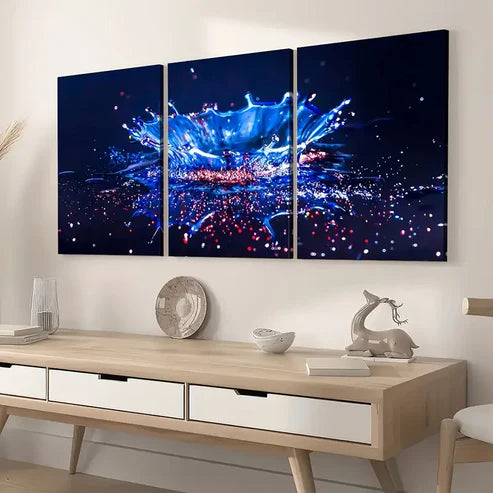 3pcs Modern Style Fashion Fantasy Abstract Water Art Splash Wall Art Set Canvas Unframed - High Quality Print 100% Australian Made Wall Canvas