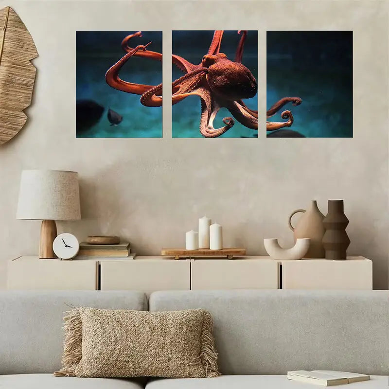 3pcs Common OctopusSealife Animal Metal Print Ready to Hang Art - Bella Home Decor