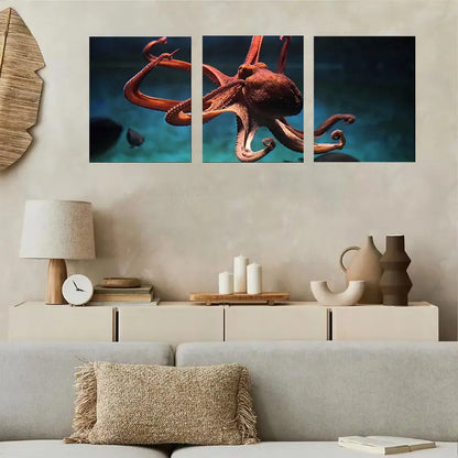 3pcs Common OctopusSealife Animal Metal Print Ready to Hang Art - Bella Home Decor