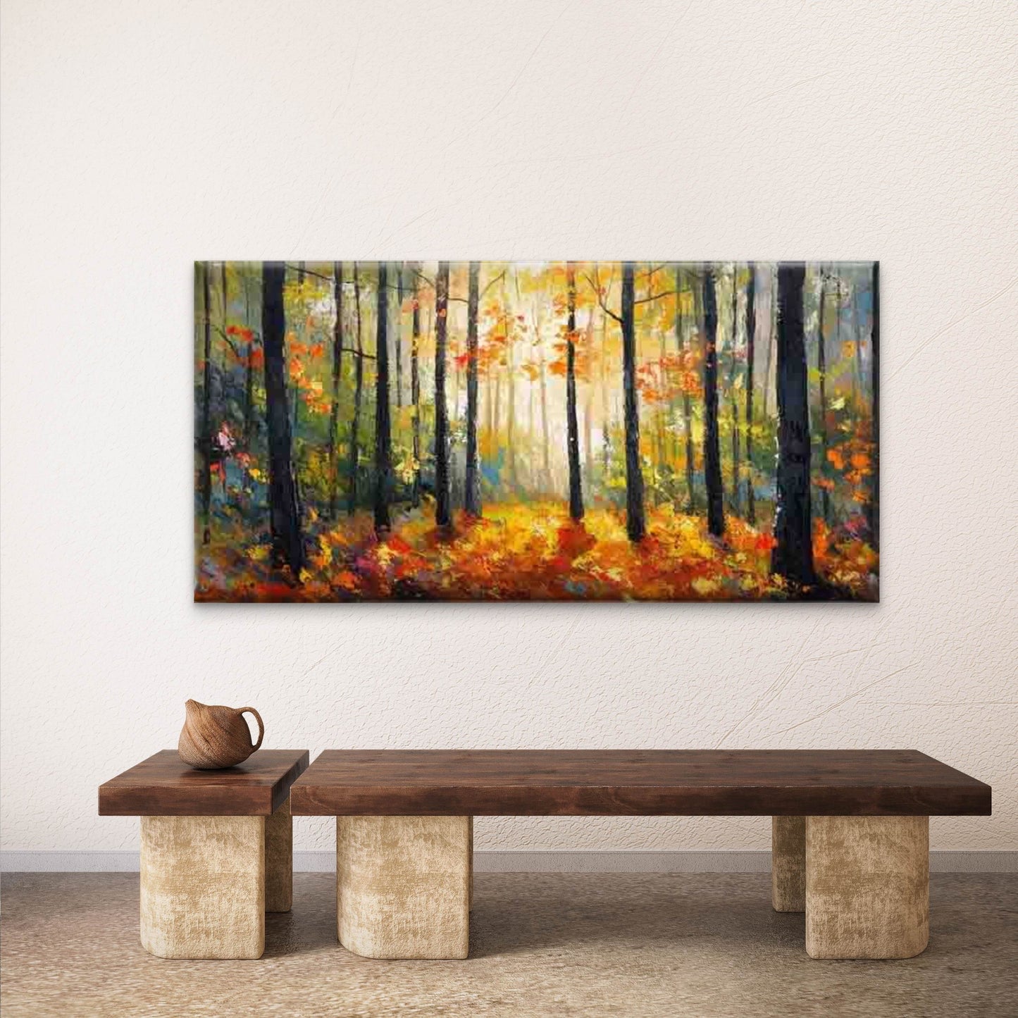 Autumn Forest Landscape Wall Art Canvas Office Home Room Framed 120x60cm - Bella Home Decor