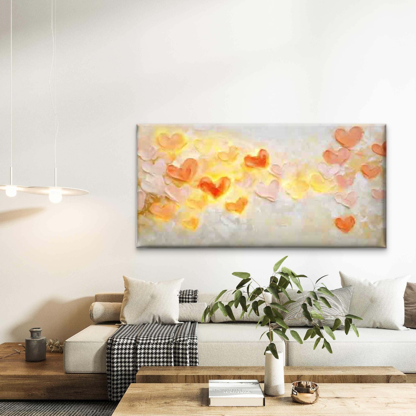 Abstract Colorful Heart Wall Art Canvas Office Home Room Framed 120x60cm