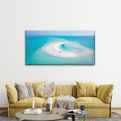 Blue Ocean With White Beach Wall Art Canvas Office Home Room Framed 120x60cm - Bella Home Decor
