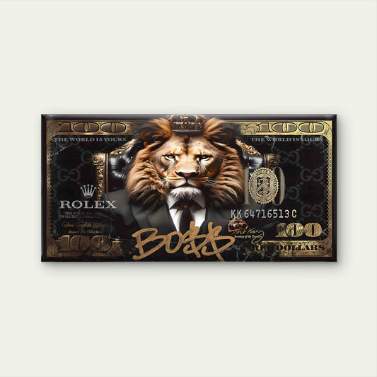 King On Leather Throne Wall Art Canvas Office Home Room Framed 120x60cm