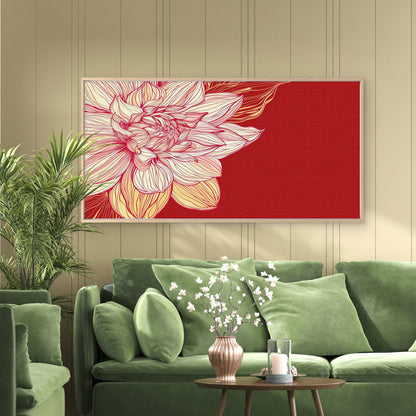 Red Dahlia Flower Art Wall Art Canvas Office Home Room Framed 120x60cm