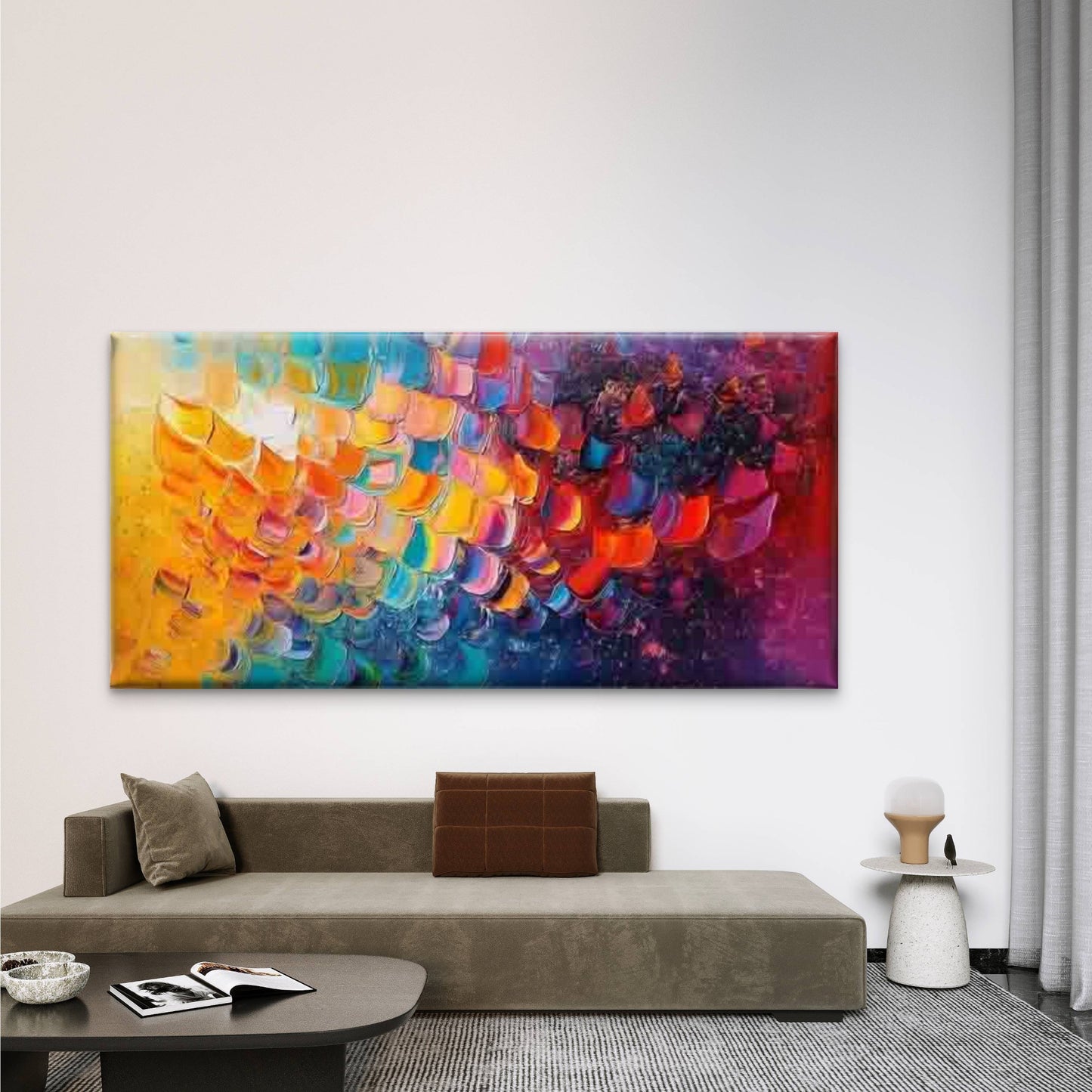 Abstract Colorful Impasto Art Wall Art Canvas Office Home Room Framed 120x60cm