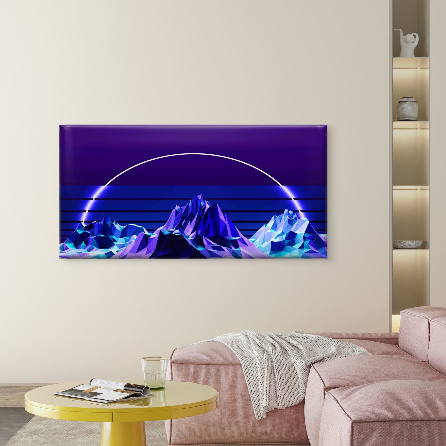 Low-Poly Mountain Landscape Wall Art Canvas Office Home Room Framed 120x60cm - Bella Home Decor