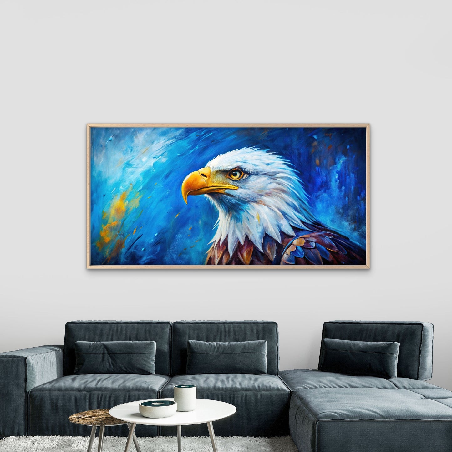 Colorful Bald Eagle Painting Wall Art Canvas Office Home Room Framed 120x60cm - Bella Home Decor