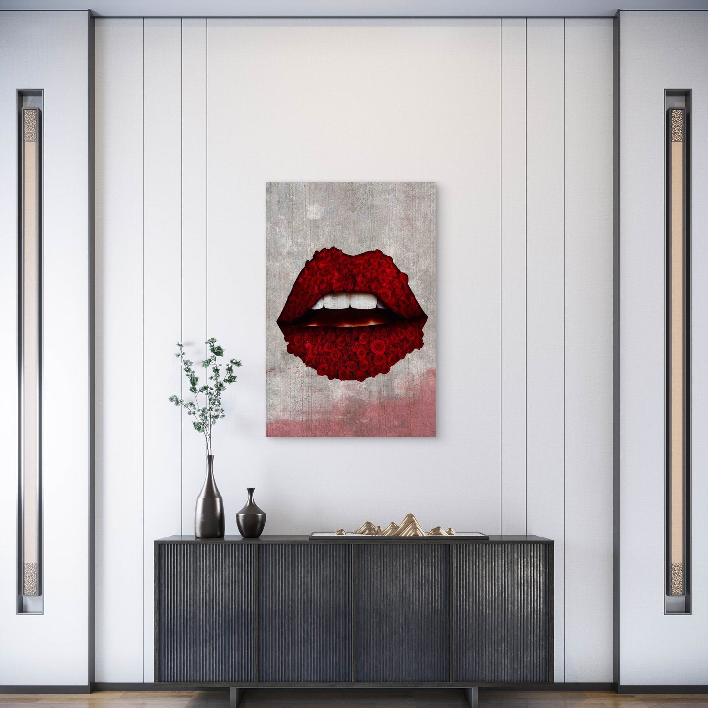 Red Rose Lip Metal Print Ready to Hang