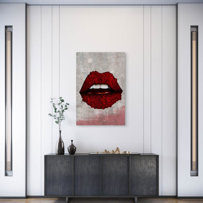 Red Rose Lip Metal Print Ready to Hang