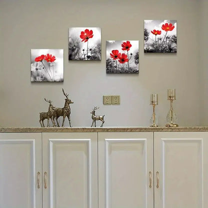 4pcs Modern Salon Theme Black and White  Wall Art Canvas Framed