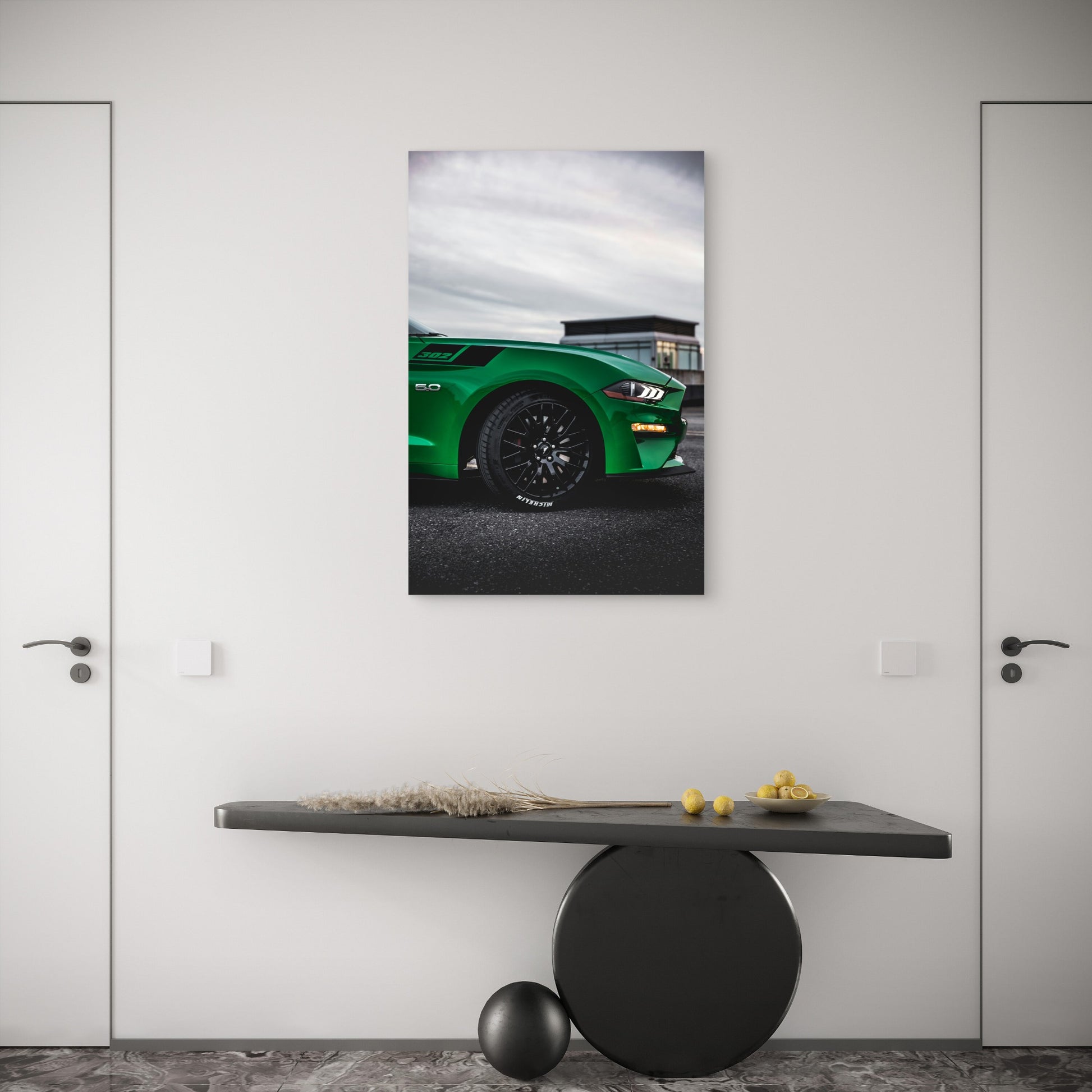 Mustang Green GT 5.0 Sports Car 40x60cm Metal Print Ready to Hang