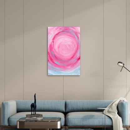Abstract Pink and Blue Swirl Painting 60x90cm Metal Print Ready to Hang