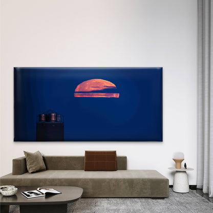 Supermoon As It Rises Wall Art Canvas Office Home Room Framed 120x60cm