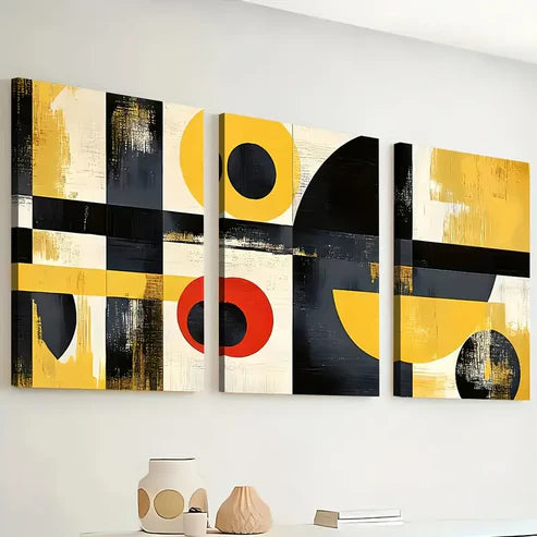 3pcs Modern Style Fashion Abstract Geometric Graphic Art Wall Art Set Canvas Unframed - High Quality Print 100% Australian Made Wall Canvas