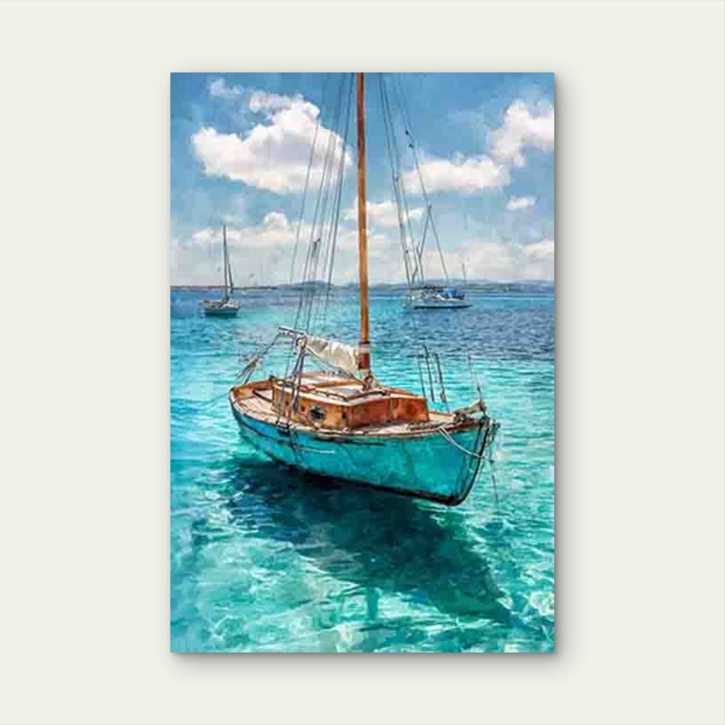 Sailboat on Crystal Waters Nautical 60x90cm Metal Print Ready to Hang