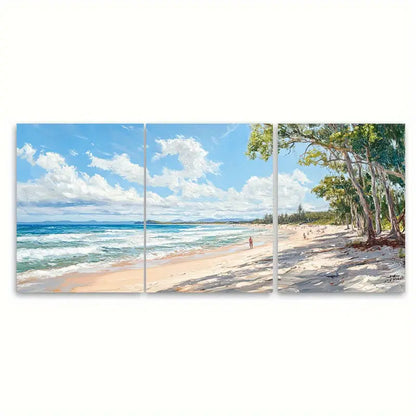 3pcs Noosa Main Beach Metal Print Ready to Hang Art