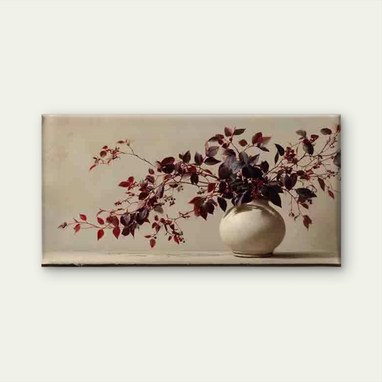Autumnal Branches in White Vase Wall Art Canvas Office Home Room Framed 120x60cm - Bella Home Decor