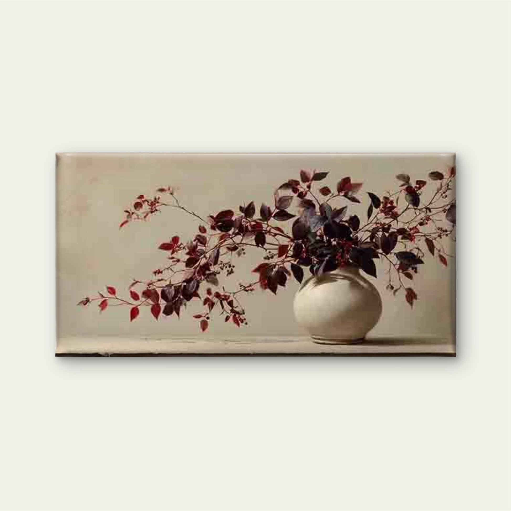 Autumnal Branches in White Vase Wall Art Canvas Office Home Room Framed 120x60cm - Bella Home Decor