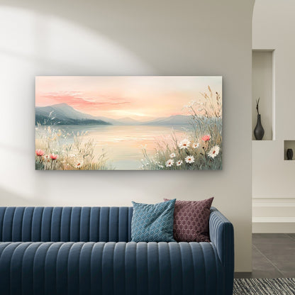 Featuring a Serene Sunset Wall Art Canvas Office Home Room Framed 120x60cm - Bella Home Decor