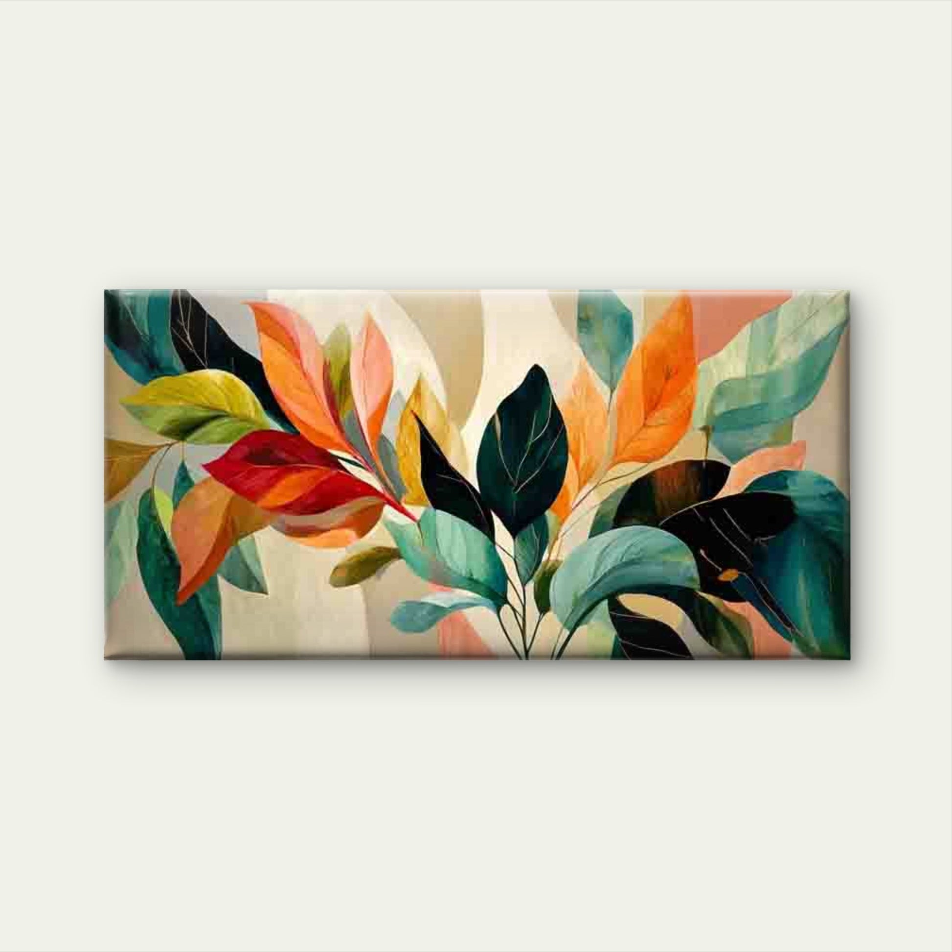 Colorful Abstract Autumn Leaves Wall Art Canvas Office Home Room Framed 120x60cm - Bella Home Decor