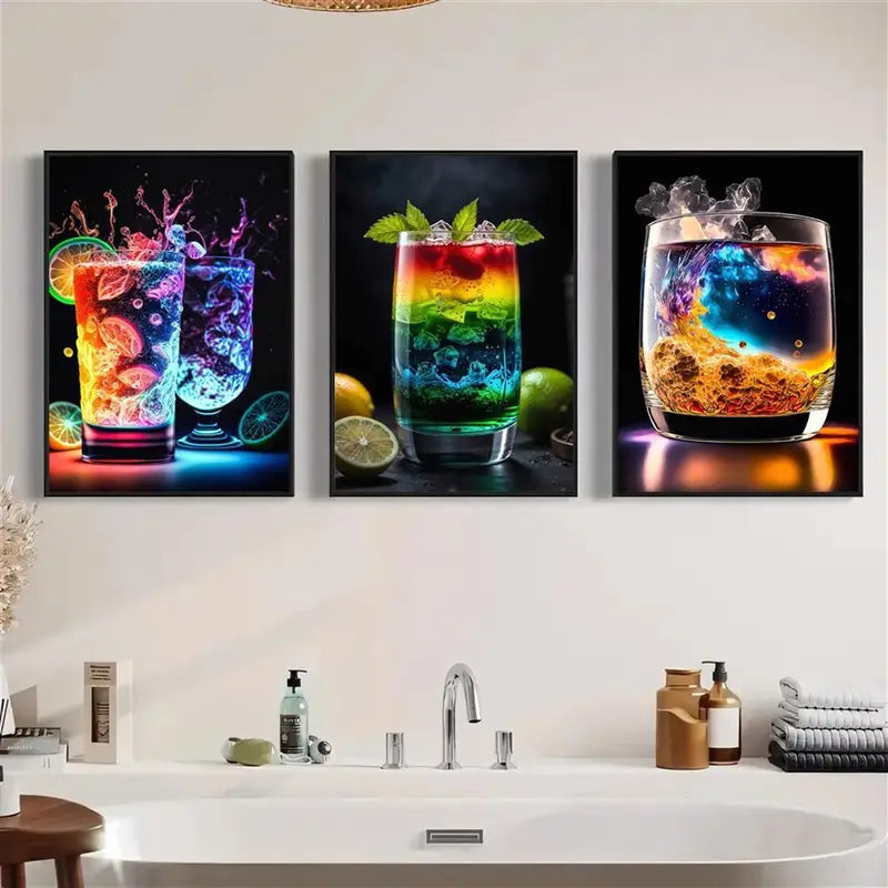 3pcs Galaxy Roostertail Rainbow Metal Print Ready to Hang Art - Bella Home Decor