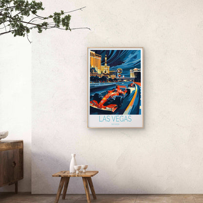 Las Vegas Nevada, Formula One Race Night Travel Poster Print Wall Art - Bella Home Decor