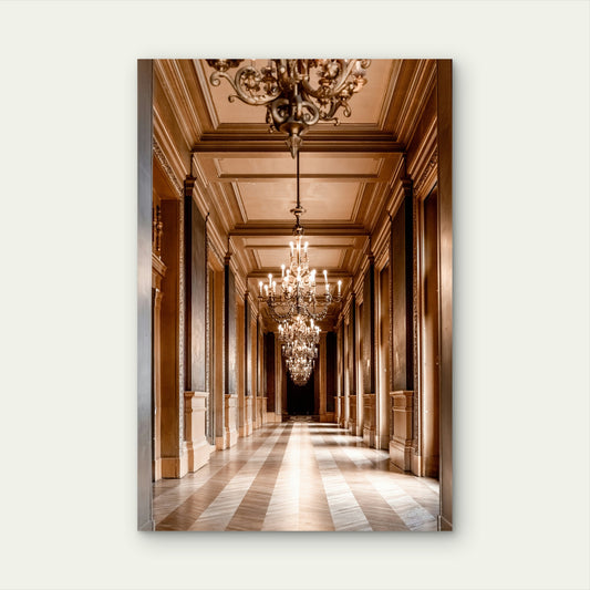 Photograph Of A Luxurious Ornate Hotel Corridor 60x90cm Metal Print Ready to Hang
