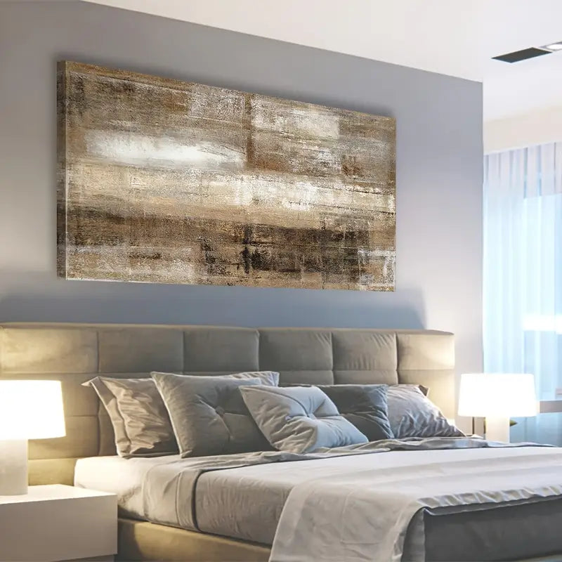 Vintage Abstract Retro Brown Wall Art canvas office home room framed 120x60cm - Bella Home Decor