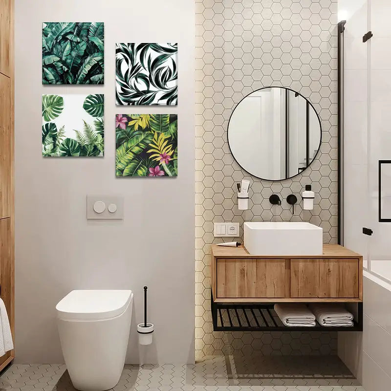 4pcs Artwork of Exotic Plants  Wall Art Canvas Framed