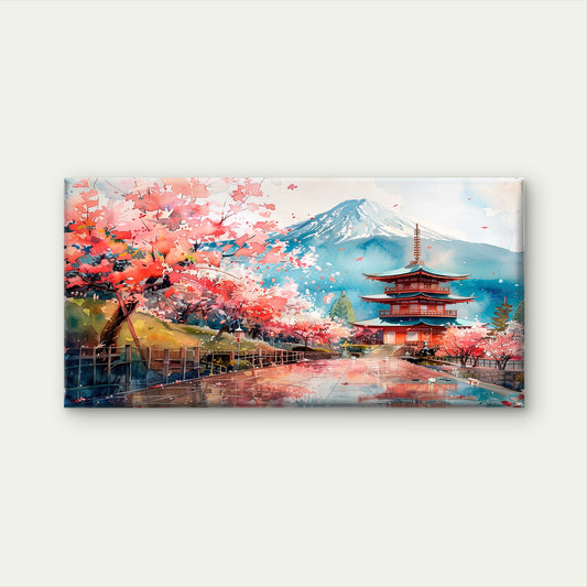 Springtime At The Pagoda Wall Art Canvas Office Home Room Framed 120x60cm