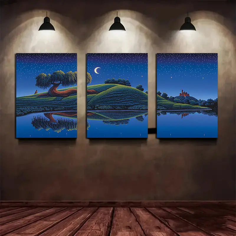 3pcs Towering Willow Grove Wrapped Metal Print Ready to Hang Art