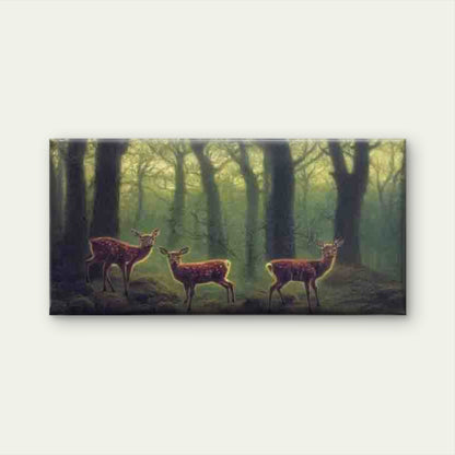 Three White-Spotted Brown Deers Wall Art Canvas Office Home Room Framed 120x60cm