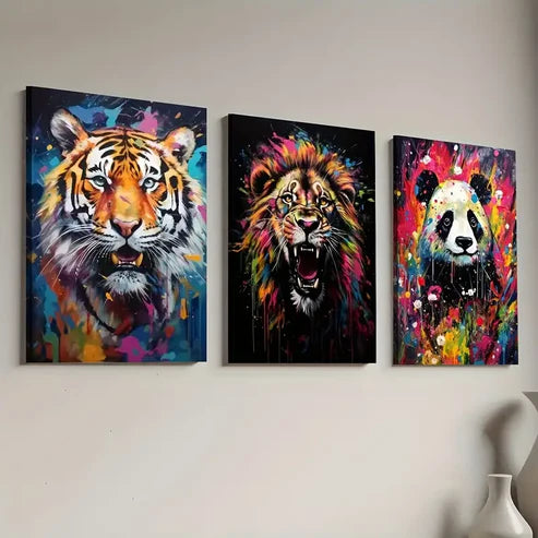 3pcs Modern And Stylish Animal Abstract Art Wall Art Canvas Unframed - High Quality Print 100% Australian Made Wall Canvas