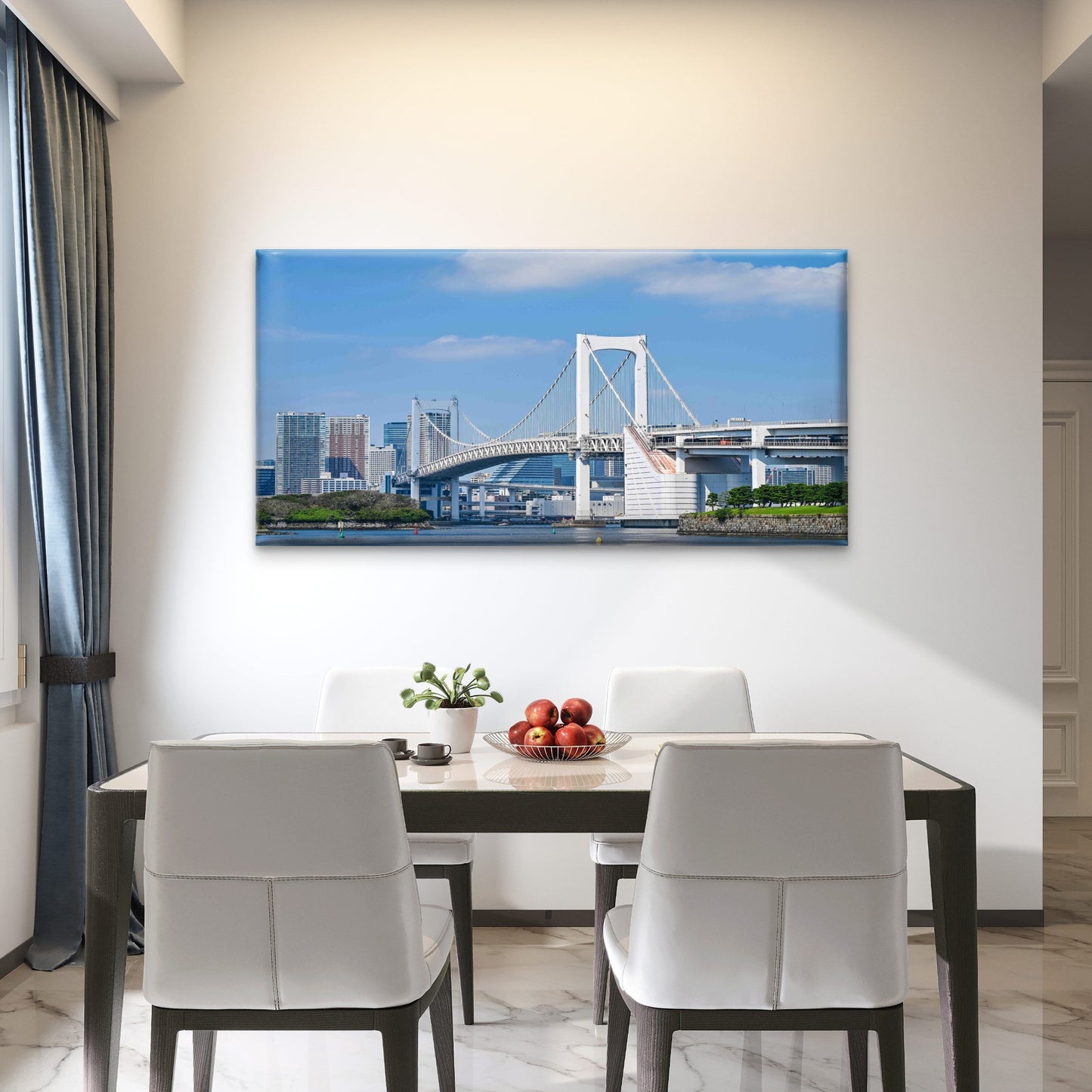 Rainbow Bridge Spanning Tokyo Wall Art Canvas Office Home Room Framed 120x60cm - Bella Home Decor