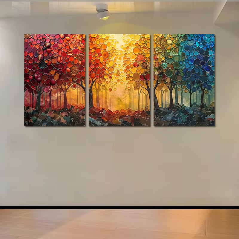 3pcs Vibrant Autumn Forest Scene with Sunlight Wall Art Set Canvas Framed 40x60cm - High Quality Print 100% Australian Made Wall Canvas Ready to Hang