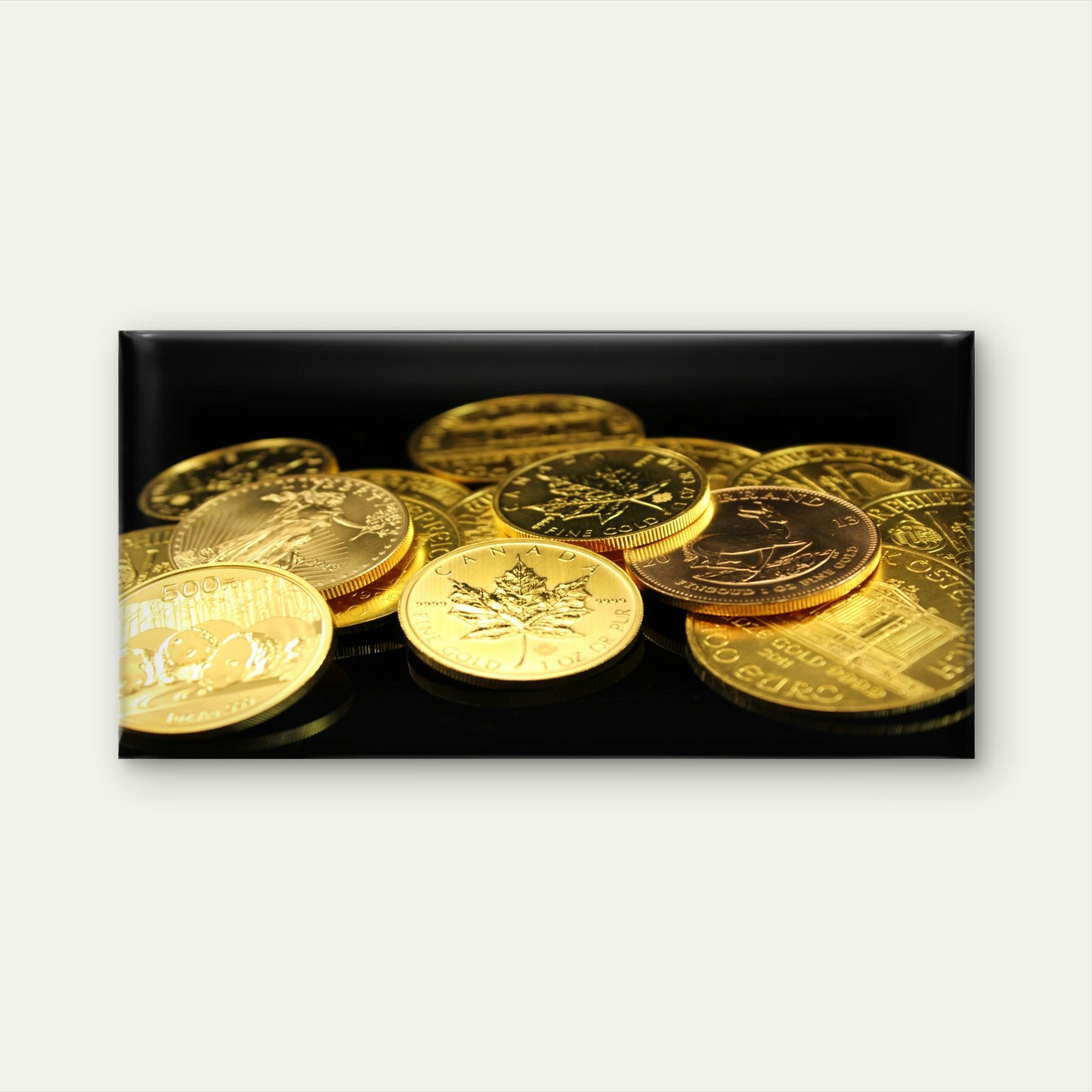 Pile Of Golden Bullion Coins Wall Art Canvas Office Home Room Framed 120x60cm
