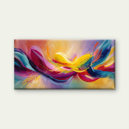 Abstract Multicolor Waves Wall Art Canvas Office Home Room Framed 120x60cm