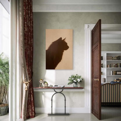 A Shadow of a Cat on a Wall 40x60cm Metal Print Ready to Hang