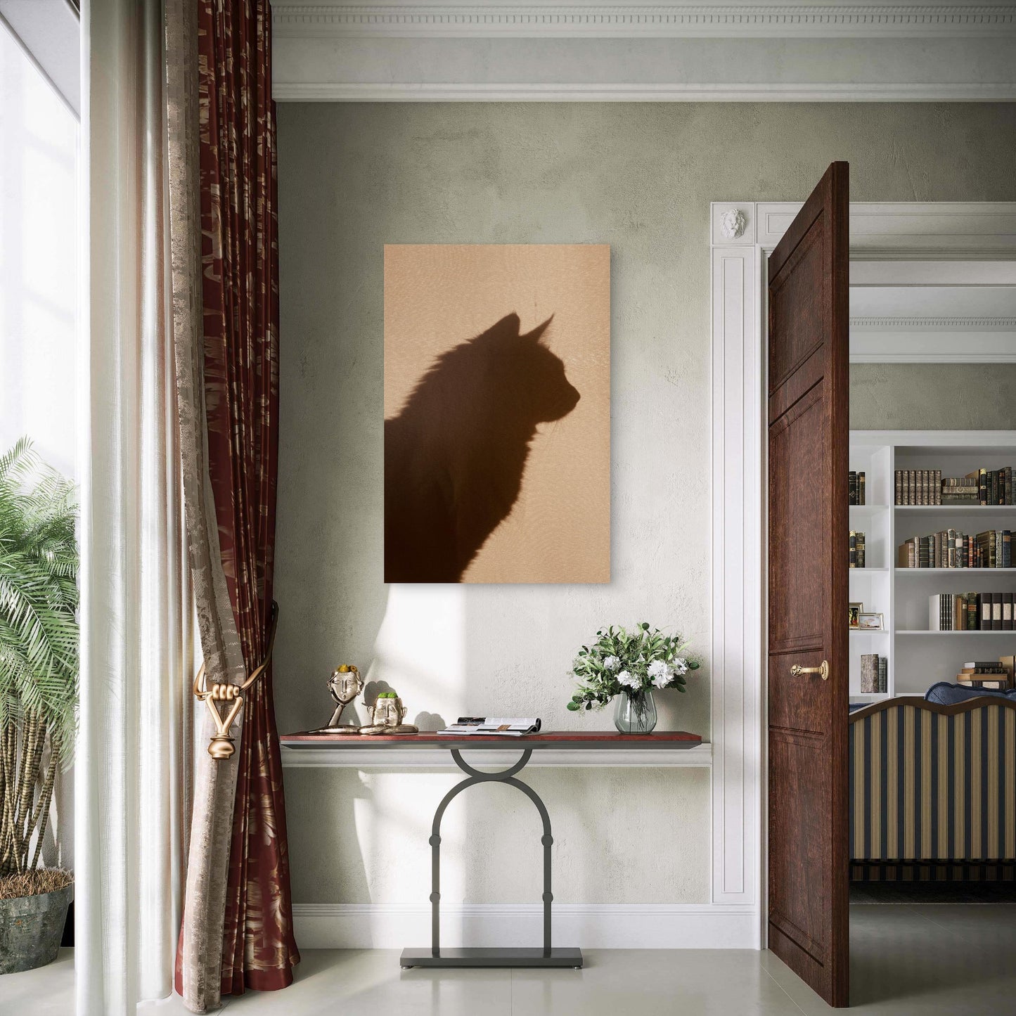 A Shadow of a Cat on a Wall 60x90cm Metal Print Ready to Hang