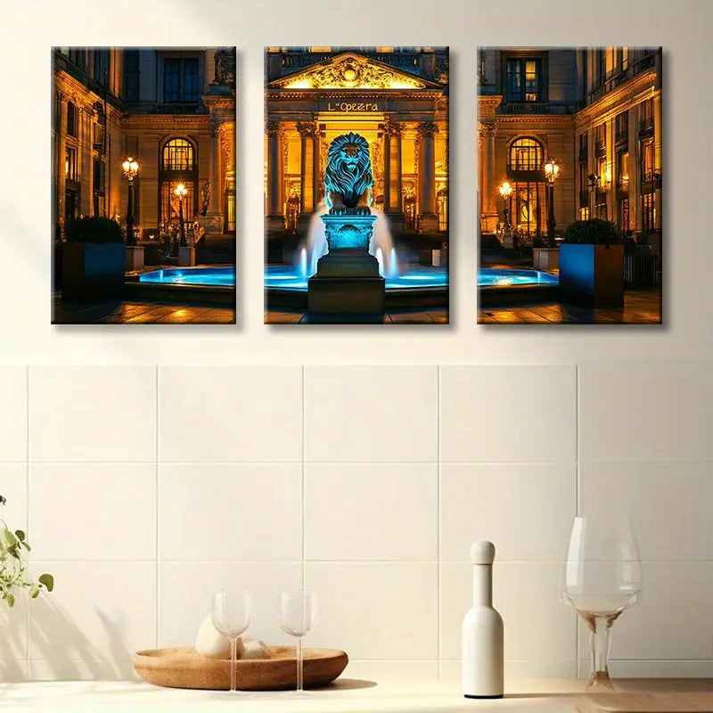 3pcs Contemporary Greek Key & Motifs  Metal Print Ready to Hang Art - Bella Home Decor