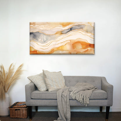Luxury Terracotta Beige Agate Texture Wall Art Canvas Office Home Framed 120x60cm
