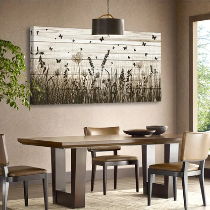 Modern Wildflower Butterfly Autumn Wall Art canvas office home room framed 120x60cm - Bella Home Decor