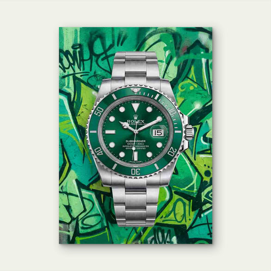 Jade Timepiece Silver watch Graffiti 40x60cm Metal Print Ready to Hang