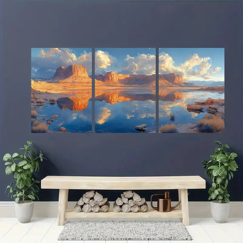 3pcs  Tranquil Landscape  Metal Print Ready to Hang Art - Bella Home Decor