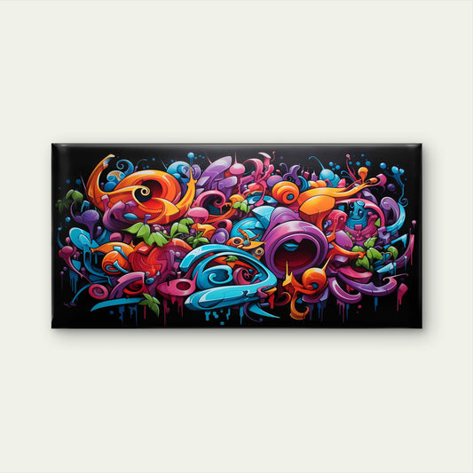 Vibrant Graffiti Abstract Wall Art Canvas Office Home Room Framed 120x60cm