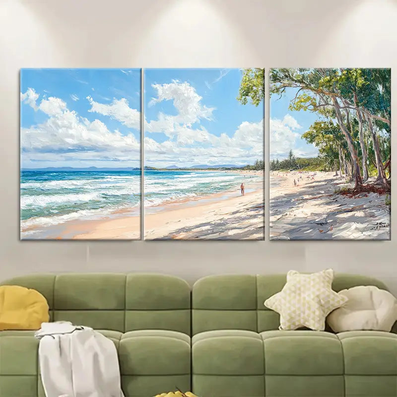 3pcs Noosa Main Beach Metal Print Ready to Hang Art
