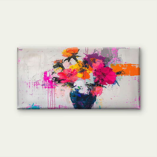 Neon Textured Plant Oil Wall Art Canvas Office Home Room Framed 120x60cm
